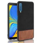 Bi-color Splicing PU Leather Coated PC + TPU Hybrid Case for Samsung Galaxy A7 (2018) – Black