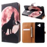 Pattern Printing Wallet Stand Leather Case for Samsung Galaxy J6+/J6 Prime – Wolf Howling at the Moon