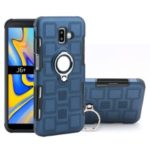 Geometric Pattern TPU PC Hybrid Case with Magnetic Car Mount Ring Holder for Samsung Galaxy J6+ – Dark Blue
