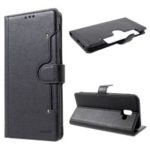 KAIYUE Premium PU Leather Wallet Phone Case for Samsung Galaxy J6+ – Black