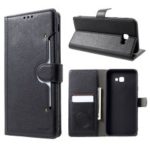 KAIYUE Premium PU Leather Wallet Stand Phone Case for Samsung Galaxy J4+ – Black