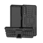 2-in-1 Tyre Pattern PC + TPU Hybrid Case with Kickstand for Samsung Galaxy A7 (2018) A750 – All Black