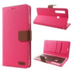 ROAR KOREA Twill Grain Leather Wallet Case for Samsung Galaxy A9 (2018) / A9 Star Pro / A9s – Rose