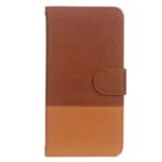 Contrast Color Cross Texture PU Leather Wallet Protective Shell for iPhone XS Max 6.5 inch – Brown
