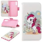 Pattern Printing Wallet Leather Flip Case for Samsung Galaxy A7 (2018) A750 – Unicorn