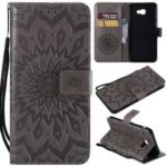 Imprint Sunflower PU Leather Wallet Magnetic Stand Casing for Samsung Galaxy J4+ / J4 Prime / J415 – Grey