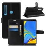 Litchi Skin PU Leather Magnetic Wallet Stand Case for Samsung Galaxy A9 (2018) / A9 Star Pro / A9s – Black