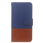 Contrast Color Cross Texture PU Leather Wallet Phone Case for Samsung Galaxy J4+ – Dark Blue