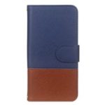 Contrast Color Cross Texture PU Leather Stand Wallet Phone Casing for Samsung Galaxy J6 Plus – Dark Blue