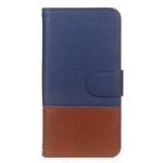 Contrast Color Cross Texture PU Leather Stand Wallet Phone Casing for Samsung Galaxy J6 Plus – Dark Blue