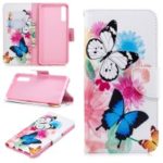 Pattern Printing PU Leather Protection Cell Phone Case for Samsung Galaxy A7 (2018) A750 – Butterflies and Flowers