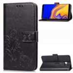 Imprint Clover Pattern Leather Wallet Protective Case for Samsung Galaxy J4+ J415 / J4 Prime – Black