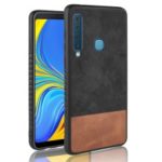 [Bi-color Splicing] PU Leather Coated PC + TPU Hybrid Case for Samsung Galaxy A9 (2018) / A9 Star Pro / A9s – Black