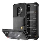 PU Leather Coated TPU Wallet Kickstand Casing with Built-in Magnetic Sheet for Samsung Galaxy S9 Plus SM-G965 – Black