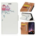 Pattern Printing PU Leather Card Holder Phone Shell for Samsung Galaxy A6s – Two Owls on the Branch