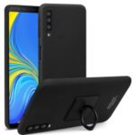 IMAK Ring Holder Kickstand Matte Hard PC Phone Case + Screen Protector for Samsung Galaxy A7 (2018) A750 – Black