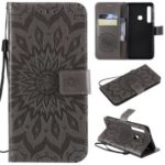 Imprint Sunflower PU Leather Phone Case for Samsung Galaxy A9 (2018) / A9 Star Pro / A9s – Grey