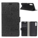 Cartoon Graffiti Flip Leather Wallet Stand Case for Samsung Galaxy A7 (2018) – Black