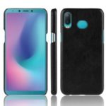 Litchi Texture PU Leather Coated Plastic Mobile Case for Samsung Galaxy A6s – Black