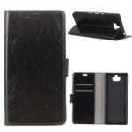 Crazy Horse Texture Wallet PU Leather Stand Phone Case for Sony Xperia XA3 Ultra – Black