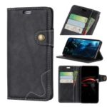 S-shape Textured PU Leather Stand Wallet Mobile Phone Case for Sony Xperia XA3 – Black