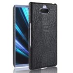 Crocodile Texture PU Leather Coated Hard Case for Sony Xperia XA3 – Black