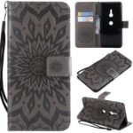 Imprint Sunflower PU Leather Wallet Magnetic Stand Mobile Phone Case for Sony Xperia XZ3 – Grey