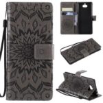 Imprint Sunflower Wallet Leather Stand Case for Sony Xperia XA3 – Grey