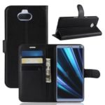 Litchi Skin PU Leather Magnetic Wallet Stand Case for Sony Xperia XA3 – Black
