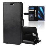 Crazy Horse Magnetic Stand Wallet Leather Mobile Phone Case for Sony Xperia XA3 – Black