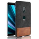 Bi-color Splicing PU Leather Coated PC + TPU Hybrid Case for Sony Xperia XZ3 – Black