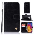 Premium Vintage PU Leather Wallet Case for LG V40 ThinQ – Black