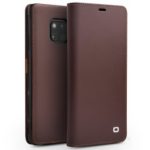 QIALINO Classic Gen II Cowhide Genuine Leather Wallet Cellphone Case for Huawei Mate 20 Pro – Brown