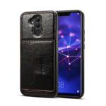 Crazy Horse Texture Leather Coated TPU Card Holder Kickstand Casing for Huawei Mate 20 Lite/Maimang 7- Black