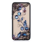 Lace Pattern Printing 3D Rhinestone Flower PC TPU Combo Protective Casing for Huawei P20 Lite / Nova 3e – Butterfly and Floret
