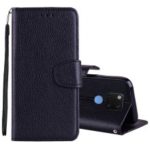 Litchi Skin Wallet Leather Stand Case for Huawei Mate 20 X – Black