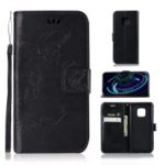 Imprint Butterfly Flower Leather Wallet Case for Huawei Mate 20 Pro – Black