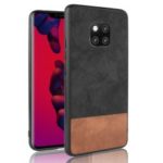 [Bi-color Splicing] PU Leather Coated PC + TPU Hybrid Case for Huawei Mate 20 Pro – Black