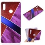 Splicing Marble Pattern and Leather Texture TPU Case for Huawei Honor Note 10 – Purple