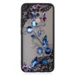 Lace 3D Rhinestone Decor PC TPU Combo Casing for Huawei Mate 20 Lite – Butterfly and Floret