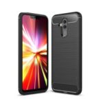 IPAKY Carbon Fibre Brushed TPU Case for Huawei Mate 20 Lite – Black