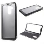 View Window Leather Phone Flip Case for Huawei Mate 20 Lite / Maimang 7 – Black
