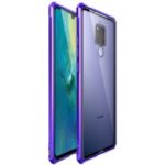 For Huawei Mate 20 X Metal Frame + Glass Back Hard Cover Case – Purple