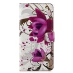 Pattern Printing Leather Wallet Stand Case for Huawei Honor 8X – Purple Flower