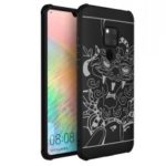 All-wrapped Drop-proof TPU Case for Huawei Mate 20 – Grey Auspicious Dragon Pattern / Black