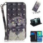 Pattern Printing Wallet Stand Leather Case for Huawei Mate 20 Pro – Grey Cat