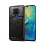 Crazy Horse PU Leather Coated Hybrid Casing with Card Holder for Huawei Mate 20 – Black