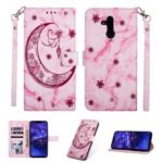 Imprinted Moon Pattern Marble Style Leather Wallet Case for Huawei Mate 20 Lite / Maimang 7 – Rose