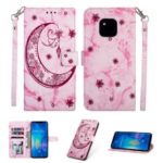 For Huawei Mate 20 Pro Leather Case [Imprinted Moon Pattern] [Marble Style] – Rose