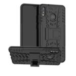 2-in-1 Tyre Pattern PC + TPU Hybrid Case with Kickstand for Huawei Honor 8X Max – All Black